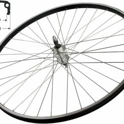 Hinterrad 28 Zoll 19-622 Schürmann Sport Kastenfelge Schwarz Schraubkranz Silber / Speichen Niro Silber