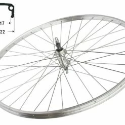 Hinterrad 28 Zoll 17-622 Grünert Alu-Kastenfelge Silber Mutternachse Für 5-6-7-er Schraubkranz