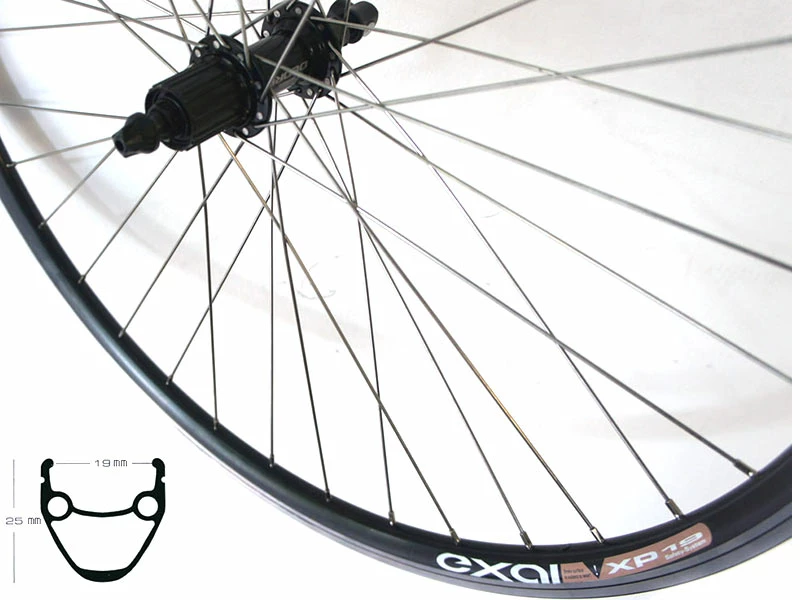 Hinterrad 28 Zoll 19-622 EXAL XP19 Schwarz Shimano Deore FH-T610 / Niro-Speichen Silber 3 Hinterrad 28 Zoll 19-622 EXAL XP19 Schwarz Shimano Deore FH-T610 / Niro-Speichen Silber