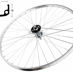 Hinterrad 26 Zoll 21-559 Kastenfelge Alu Silber Mit 1-Gang Velosteelnabe Rücktrittbremse 108mm