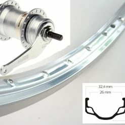 Sondergröße 635 Hinterrad Ryde HL32 Silber Mit Shimano Nexus 3-Gang Rücktrittnabe 127mm