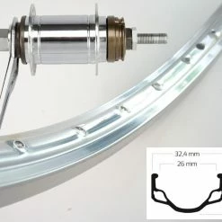 Sondergröße 635 Hinterrad Ryde HL32 Silber Mit Shimano CB-E110 Rücktrittnabe 1-Gang Silber 109mm