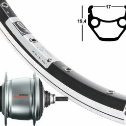 Hinterrad 17-622 Contec Classic L17 Schwarz Shimano Nexus 8-Gang Silber Rücktritt Sw-Sp