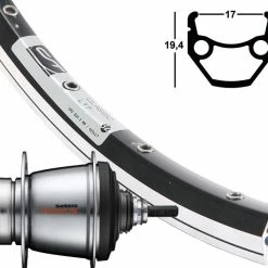 Hinterrad 17-622 Contec Classic L17 Schwarz Shimano Nexus 7-Gang Rücktritt Silber SG-C3001 / Schwarze Speichen