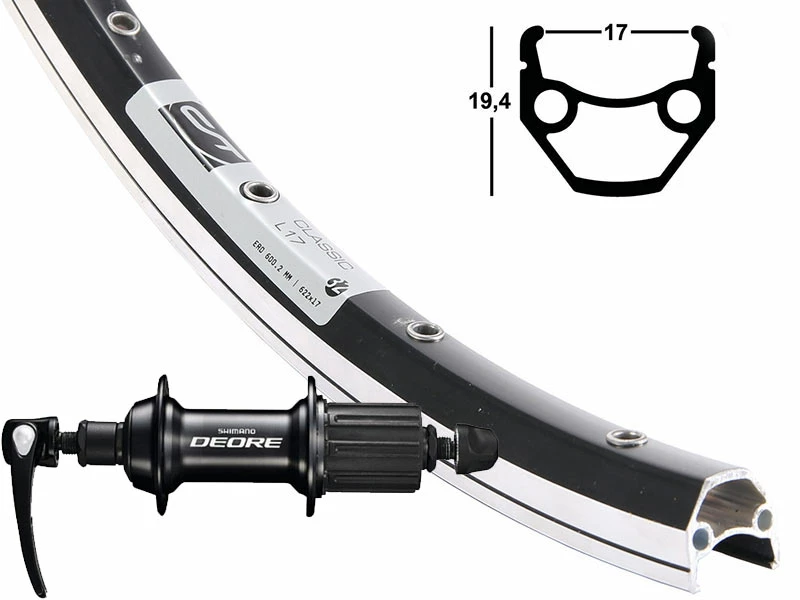 Hinterrad 17-622 Contec Classic L17 Schwarz Shimano Deore T610 Schnellpsanner / Schwarze Speichen Sw-Sp 3 Hinterrad 17-622 Contec Classic L17 Schwarz Shimano Deore T610 Schnellpsanner / Schwarze Speichen Sw-Sp