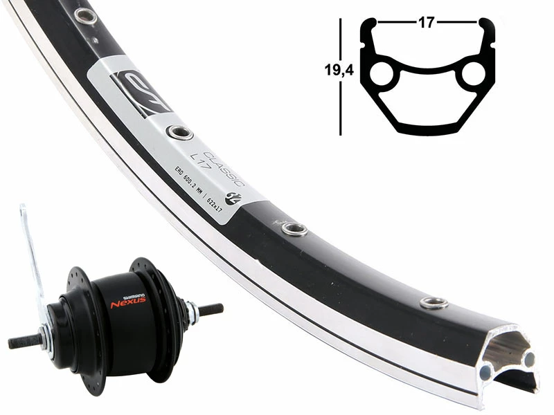 Hinterrad 17-622 Contec Classic L17 Schwarz Shimano Nexus 8-Gang Rücktritt Sw-Sp 3 Hinterrad 17-622 Contec Classic L17 Schwarz Shimano Nexus 8-Gang Rücktritt Sw-Sp