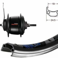 Hinterrad 28 Zoll 19-622 EXAL MX19 Schwarz Mit Shimano Nexus 8-Gang Rücktritt Schwarz / Speichen Silber