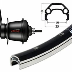 Hinterrad 28 Zoll 19-622 Schürmann YAK 19 Schwarz Geöst Mit Shimano Nexus 7-Gang Rücktritt Schwarz SG-C3001 Und Schwarzen Niro-Speichen