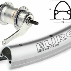 Hinterrad 28 Zoll 19-622 Schürmann Euroline Silber Mit Shimano Nexus 3-Gang Rücktritt Silber 120mm Und Silbernen Speichen