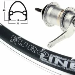 Hinterrad 28 Zoll 19-622 Schürmann Euroline Schwarz Mit Shimano Nexus 3-Gang Rücktritt Silber 120mm Und Schwarzen Speichen
