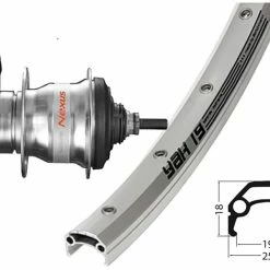 Hinterrad 26 Zoll 19-559 Schürmann YAK 19 Silber Geöst Mit Shimano Nexus 7-Gang Rücktritt Silber Und Silbernen Niro-Speichen
