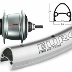 Hinterrad 28 Zoll 19-622 Schürmann Euroline Silber Mit Shimano Nexus 8-Gang Rücktritt Silber Und Silbernen Niro-Speichen