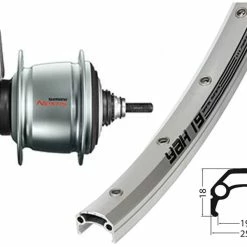 Hinterrad 26 Zoll 19-559 Schürmann YAK 19 Silber Mit Shimano Nexus 8-Gang Rücktritt Silber Und Silbernen Niro-Speichen