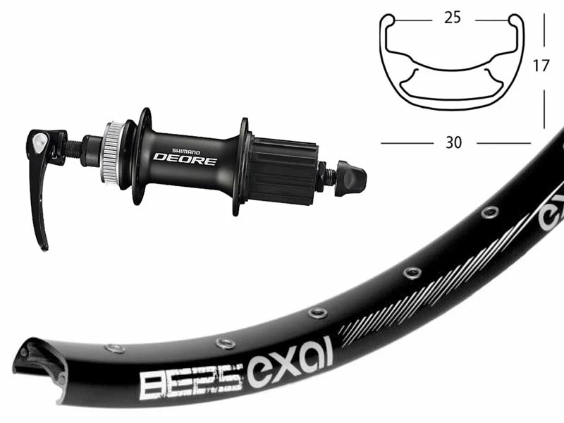 Hinterrad 25-559 Exal BE25 Disc Schwarz / Shimano Deore Centerlock Schwarz 3 Hinterrad 25-559 Exal BE25 Disc Schwarz / Shimano Deore Centerlock Schwarz