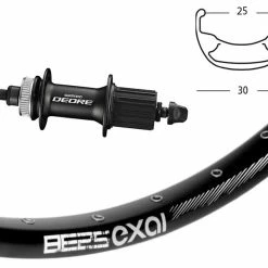 Hinterrad 25-584 Exal BE25 Disc Schwarz / Shimano Deore Centerlock Schwarz