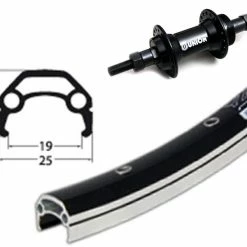 Hinterrad 19-622 YAK Schwarz Geöst Mit Union Schraubkranz Schwarz Mit Silbernen Nirospeichen