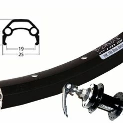 Hinterad 28 Zoll 19-622 Schürmann YAK19 Disc Schwarz Mit Quando KT-TD8R Nabe 6-L-Disc Schwarz Schraubkranz / Schwarze Speichen / 135mm