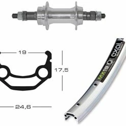 Hinterrad 28 Zoll 19-622 EXAL MX19 Silber Mit Schraubkranznabe Silber / Silberne Niro-Speichen