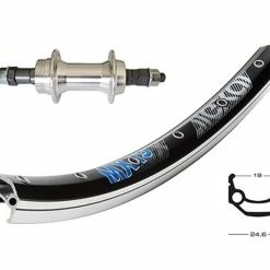 Hinterrad 28 Zoll 19-622 EXAL MX19 Schwarz Mit Schraubkranznabe Silber / Silberne Niro-Speichen