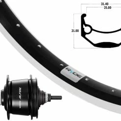 Hinterrad 26 Zoll 25-559 Ryde Andra40 Schwarz/silber Mit Shimano Alfine 8-Gang SGS7001 Leerlauf/Centerlock Schwarz Und Schwarzen Niro-Speichen 2.34mm