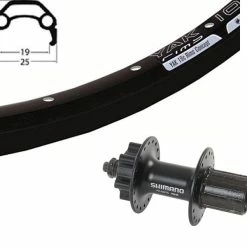 Hinterrad 28 Zoll 19-622 Schürmann Yak19 Disc Schwarz / Shimano FH-M475 6-Loch Disc Schwarz / Schwarze Nirospeichen