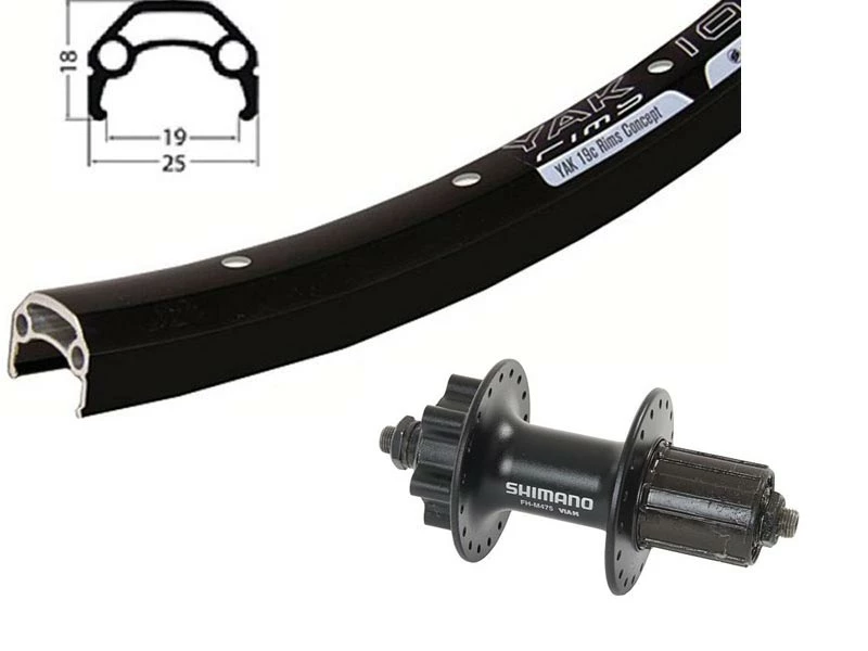 Hinterrad 28 Zoll 19-622 Schürmann Yak19 Disc Schwarz / Shimano FH-M475 6-Loch Disc Schwarz / Schwarze Nirospeichen 3 Hinterrad 28 Zoll 19-622 Schürmann Yak19 Disc Schwarz / Shimano FH-M475 6-Loch Disc Schwarz / Schwarze Nirospeichen