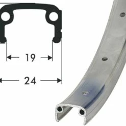 24 Zoll 19-507 Schürmann Sport Alu-Kastenfelge Silber 36L