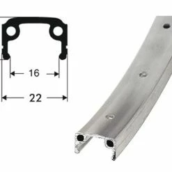 27x1 1/4 (630-16) Schürmann Sport Alu-Kastenfelge Silber 36L / Sondergrösse