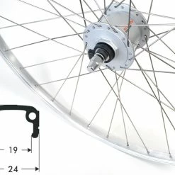Vorderrad 20 Zoll 19-406 Alu-Kastenfelge Silber Shimano Dynamo DH-C3000 Mutternachse