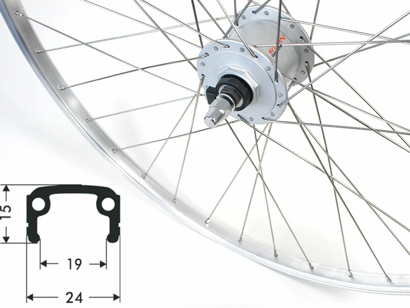 Vorderrad 20 Zoll 19-406 Alu-Kastenfelge Silber Shimano Dynamo DH-C3000 Mutternachse 3 Vorderrad 20 Zoll 19-406 Alu-Kastenfelge Silber Shimano Dynamo DH-C3000 Mutternachse