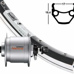 Vorderrad 17-622 Contec Classic L17 Schwarz Shimano Nabendynamo DH-C3000 Silber HA Sw-Sp