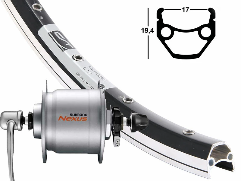 Vorderrad 17-622 Contec Classic L17 Schwarz Shimano Nabendynamo DH-C3000 Silber HA Sw-Sp 3 Vorderrad 17-622 Contec Classic L17 Schwarz Shimano Nabendynamo DH-C3000 Silber HA Sw-Sp