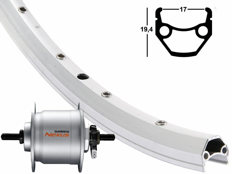Vorderrad 17-622 Contec Classic L17 Silber Shimano Nabendynamo DH-C3000 VA Si-Sp 3 Vorderrad 17-622 Contec Classic L17 Silber Shimano Nabendynamo DH-C3000 VA Si-Sp