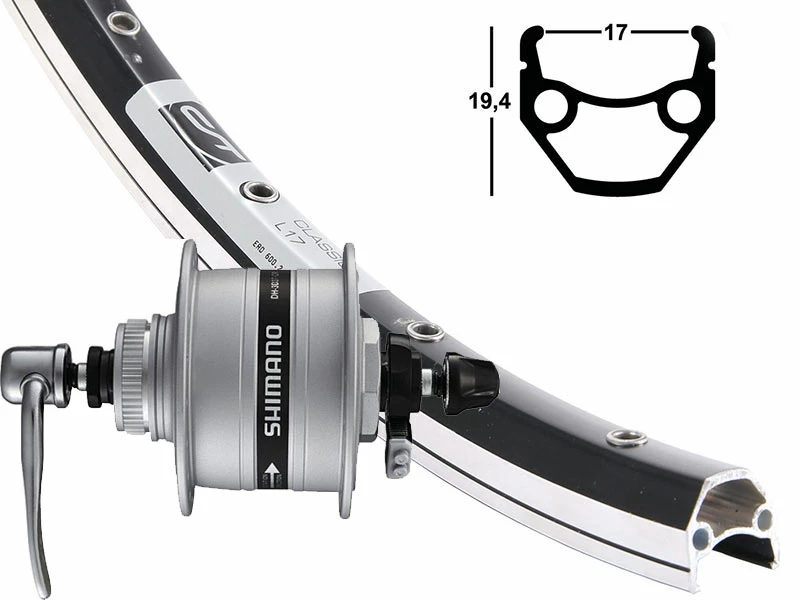Vorderrad 17-622 Contec Classic L17 Schwarz Shimano Nabendynamo DH-3D37 Silber HA Centerlock Sw-Sp 3 Vorderrad 17-622 Contec Classic L17 Schwarz Shimano Nabendynamo DH-3D37 Silber HA Centerlock Sw-Sp