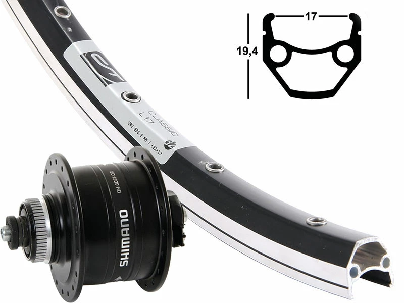 Vorderrad 17-622 Contec Classic L17 Schwarz Shimano Nabendynamo DH-3D37 HA Centerlock Sw-Sp 3 Vorderrad 17-622 Contec Classic L17 Schwarz Shimano Nabendynamo DH-3D37 HA Centerlock Sw-Sp