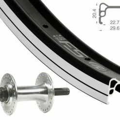 Vorderrad 20 Zoll 23-406 Rodi FS23 Schwarz Quando KT-DA1TF BMX / Dicke M14-Mutternachse