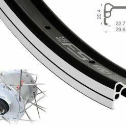 Vorderrad 26 Zoll 23-559 Rodi FS23 Schwarz / Shimano Nabendynamo DH-C3000 Mutternachse