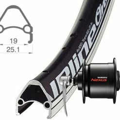 Vorderrad 28 Zoll 19-622 Rodi Airline One Schwarz Mit Shimano Nabendynamo DH-C3000 Schwarz Schnellspanner / Silberne Speichen