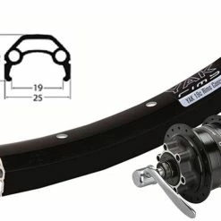 Vorderrad 19-622 Yak19 Disc Schwarz / Nabendynamo DH-3D32 Schwarz 6L-Disc