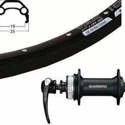 Vorderrad 19-622 Yak19 Disc Schwarz / Shimano HB-M4050 Centerlock Schwarz / Schwarze Speichen