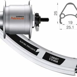 Vorderrad 20 Zoll 19-406 Rodi Airline One Silber Shimano Nabendynamo DH-C3000 Silber Mutternachse